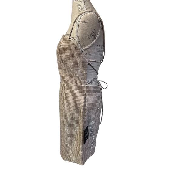 Lulus 'Earned Your Win' Metallic Lace Cocktail Dress Size L New - Picture 6 of 12